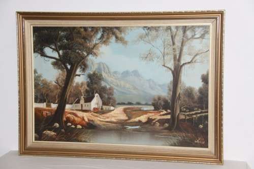 An exquisitely painted large original framed oil on board "Cape" landscape painting by "JP Wise"
