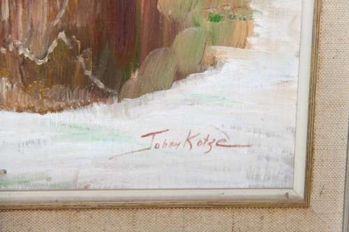 Beautiful original framed oil painting w/ pink & white cherry blossoms by Johan Kotze - RS17Sale