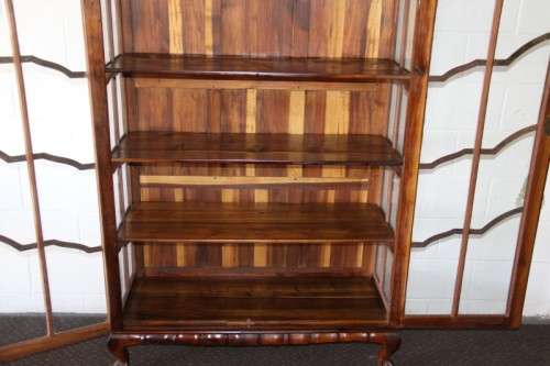 A gorgeous "gabled" display cabinet w/ large cottage pane doors & loads of space! Magnificent!!!