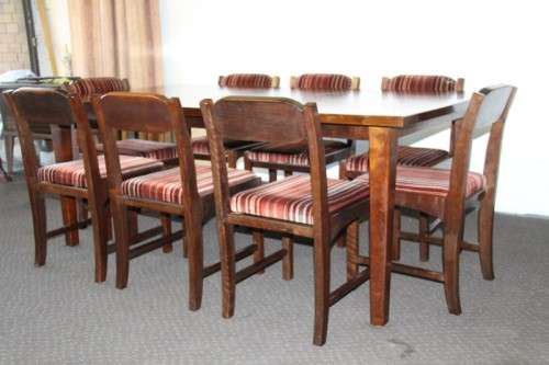 A stunning and beautifully upholstered vintage retro 8-seater dining suite in exquisite condition