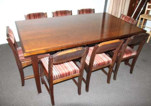 A stunning and beautifully upholstered vintage retro 8-seater dining suite in exquisite condition