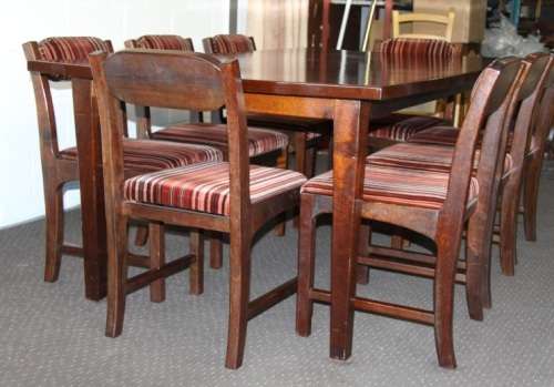 A stunning and beautifully upholstered vintage retro 8-seater dining suite in exquisite condition