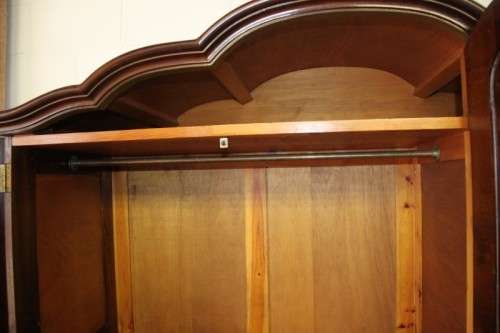 An exquisite gabled three-door solid Imbuia ball & claw wardrobe w/ a full length mirror - RS17Sale