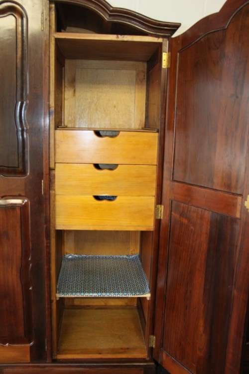 An exquisite gabled three-door solid Imbuia ball & claw wardrobe w/ a full length mirror - RS17Sale