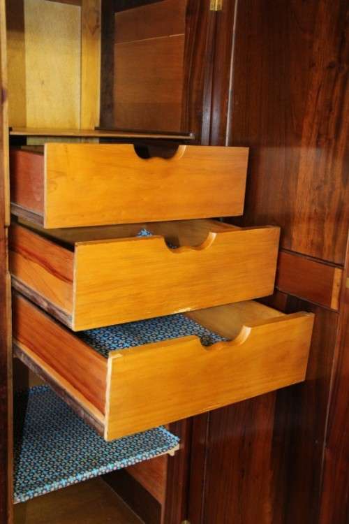 An exquisite gabled three-door solid Imbuia ball & claw wardrobe w/ a full length mirror - RS17Sale