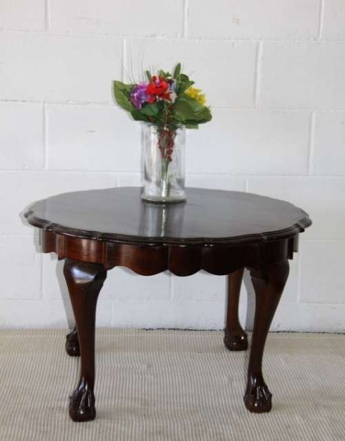 A gorgeous (larger) scalloped edge solid inbia ball and claw occasional table in wonderful condition