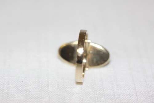 An exquisite vintage 9ct yellow gold ladies "oval" setting tigers eye ring by Birger Haglund