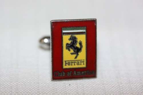 An extremely rare set of vintage (c1960's) Ferrari Club of America silver metal enamelled cuff-links