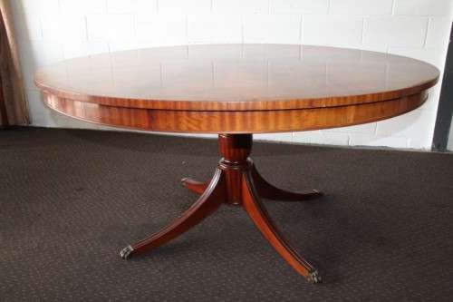 A magnificent round Kingwood inlay/ finished dining table with solid brass lion feet caps - STUNNING