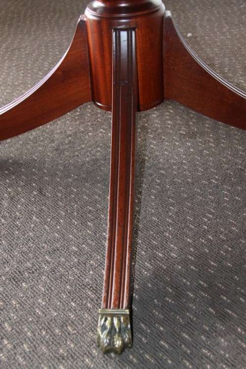 A magnificent round Kingwood inlay/ finished dining table with solid brass lion feet caps - STUNNING