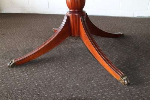 A magnificent round Kingwood inlay/ finished dining table with solid brass lion feet caps - STUNNING