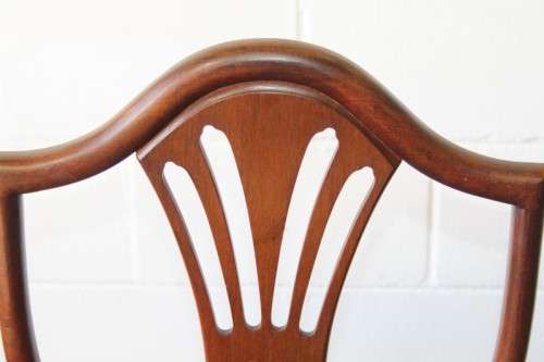 6x spectacular Heppelwhite "fleur-de-lis" shieldback upholstered dining chairs - price/ chair