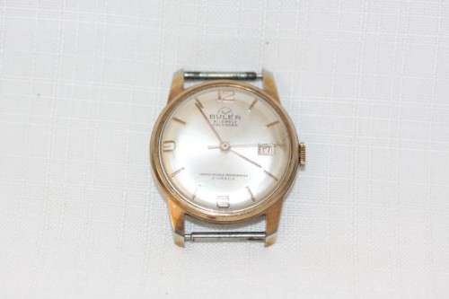 An incredible vintage Swiss made 21 Jewell "Buler" Calendar Nivarox Gents gold plated watch
