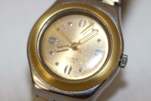 A beautiful Swiss made two-tone (Silver & gold) Swatch "Irony" ladies watch in working condition