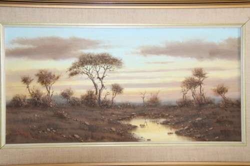 Spectacular framed and signed original Dirk Venter landscape oil on board painting - RS17Sale