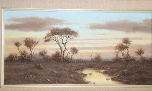 Spectacular framed and signed original Dirk Venter landscape oil on board painting - RS17Sale