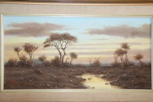 Spectacular framed and signed original Dirk Venter landscape oil on board painting - RS17Sale
