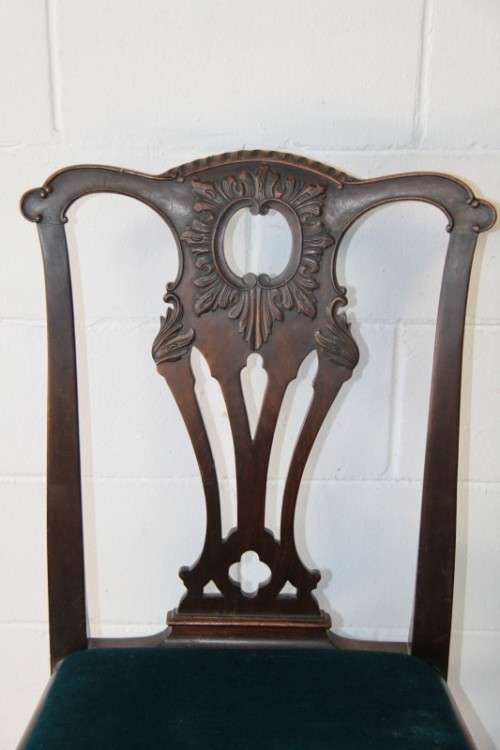 Magnificent antique ball & claw carved dining chair upholstered in a stunning teal fabric - RS17Sale