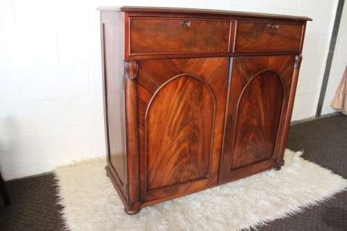 A stunning Teak cabinet with two drawers & two cupboards w/ large shelves - lovely in a home/ office