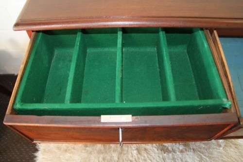 A stunning Teak cabinet with two drawers & two cupboards w/ large shelves - lovely in a home/ office