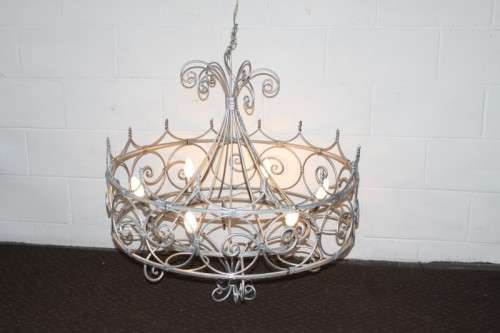 Incredible and beautifully made large wrought iron 6-globe chandelier in great condition - RS17Sale