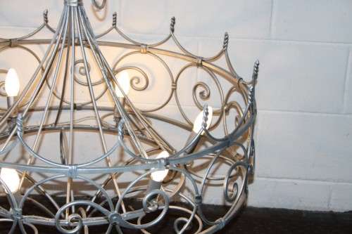 Incredible and beautifully made large wrought iron 6-globe chandelier in great condition - RS17Sale