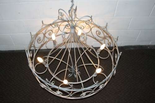 Incredible and beautifully made large wrought iron 6-globe chandelier in great condition - RS17Sale
