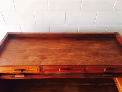 A stunning (large) Indonesian teak roll top writing bureau with loads of drawer space - WOW!