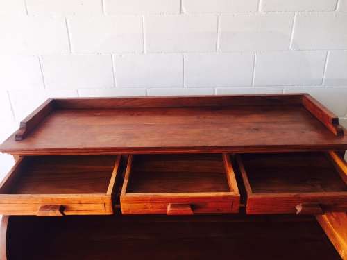 A stunning (large) Indonesian teak roll top writing bureau with loads of drawer space - WOW!