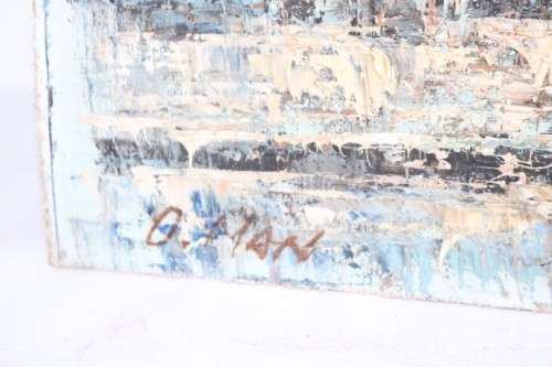 A striking oil on board signed painting of a French street scene - amazing, vibrant art