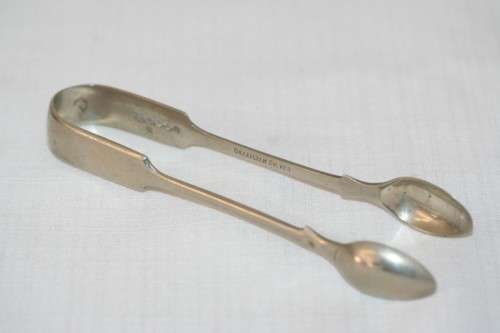 A stunning antique stamped Daniel & Arter Brazilian Silver sugar tongs in great condition - RS17Sale