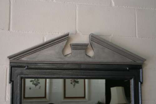 An amazing vintage solid wooden framed "Roman entrecoupe pediment gabled" two-tone wall mirror