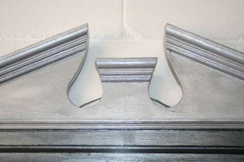 An amazing vintage solid wooden framed "Roman entrecoupe pediment gabled" two-tone wall mirror