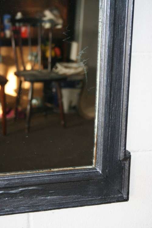 An amazing vintage solid wooden framed "Roman entrecoupe pediment gabled" two-tone wall mirror