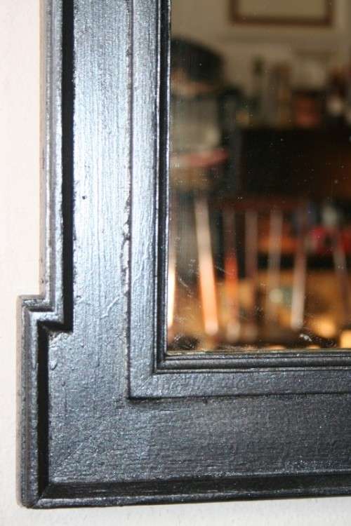 An amazing vintage solid wooden framed "Roman entrecoupe pediment gabled" two-tone wall mirror