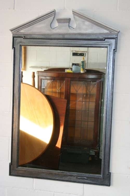 An amazing vintage solid wooden framed "Roman entrecoupe pediment gabled" two-tone wall mirror