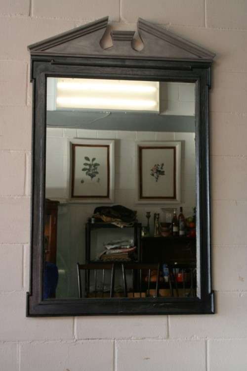 An amazing vintage solid wooden framed "Roman entrecoupe pediment gabled" two-tone wall mirror