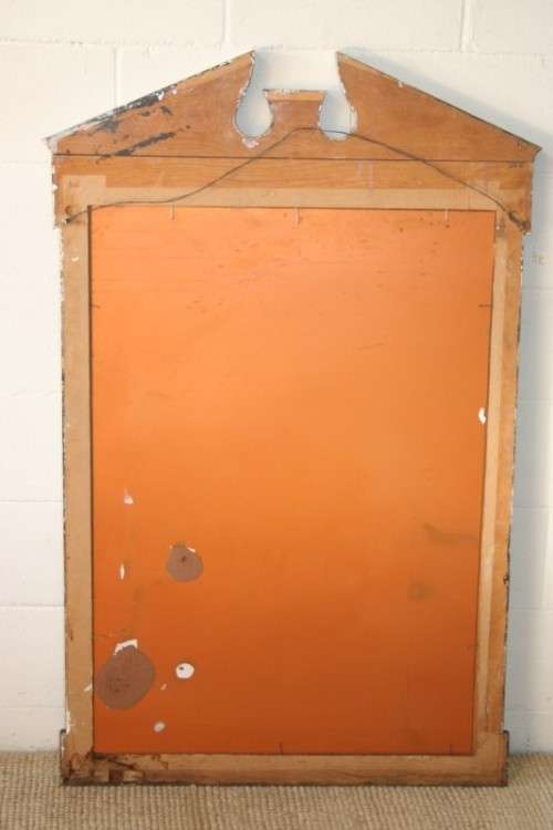 An amazing vintage solid wooden framed "Roman entrecoupe pediment gabled" two-tone wall mirror