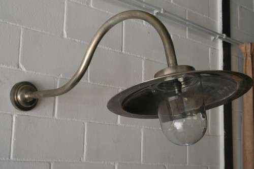 Three superb "old school" brushed steel outdoor wall mounted street wall lights - Price/ light