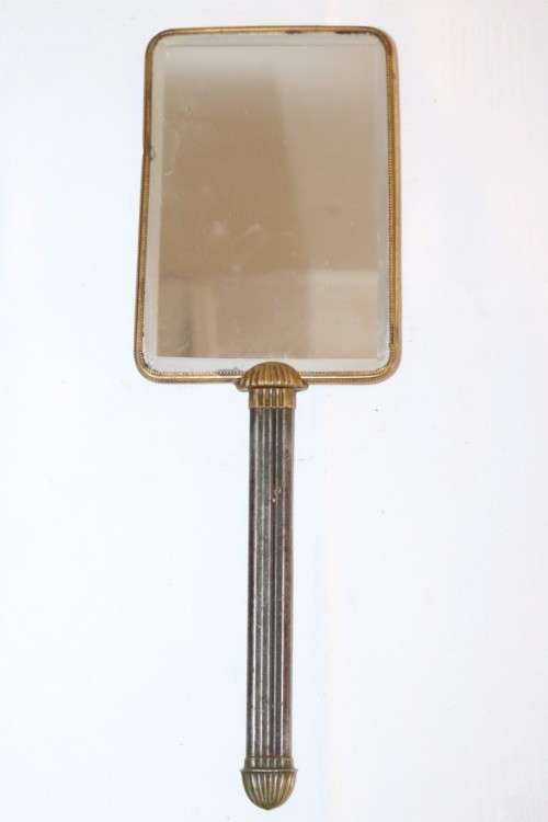 A lovely and elegant vintage handheld vanity mirror with bevelled glass - RS17Sale