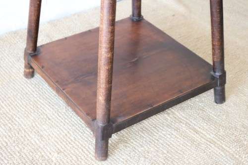 Wonderful stylish antique solid Oak occasional table w/ a glass top; lovely in an office - RS17Sale