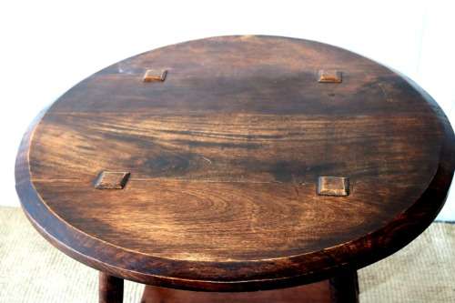 Wonderful stylish antique solid Oak occasional table w/ a glass top; lovely in an office - RS17Sale