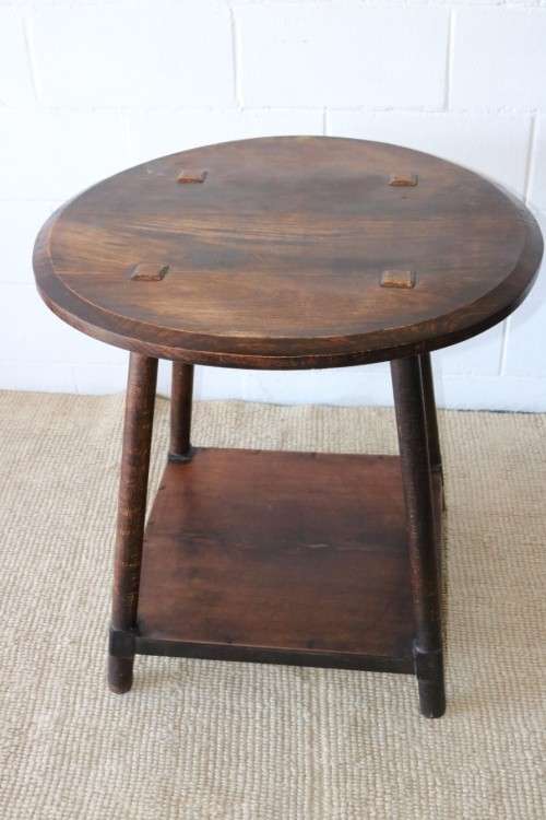 Wonderful stylish antique solid Oak occasional table w/ a glass top; lovely in an office - RS17Sale