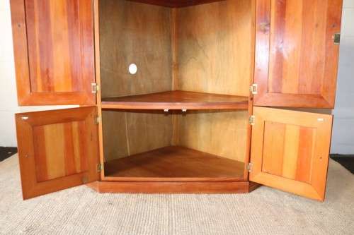 A solid Oregon pine corner display cabinet with a large cupboard. Stunning in any home!!