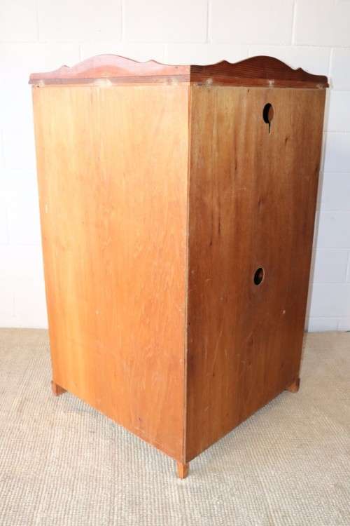 A solid Oregon pine corner display cabinet with a large cupboard. Stunning in any home!!