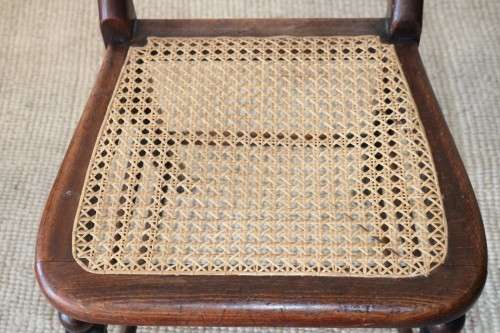 Four stunning antique wicker and oak dining chairs with spectacular carvings - price/chair
