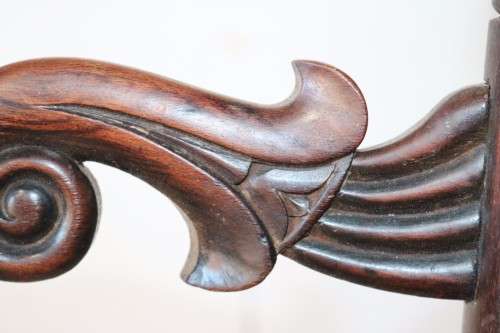 Four stunning antique wicker and oak dining chairs with spectacular carvings - price/chair