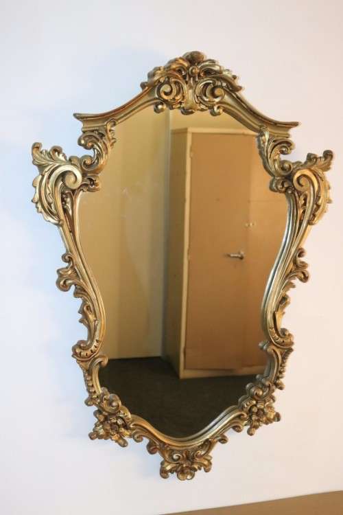Incredible moulded wall mirror & matching shelf w/ gilding & ornate ormolu style detailing- RS17Sale