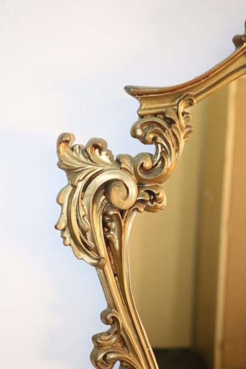 Incredible moulded wall mirror & matching shelf w/ gilding & ornate ormolu style detailing- RS17Sale