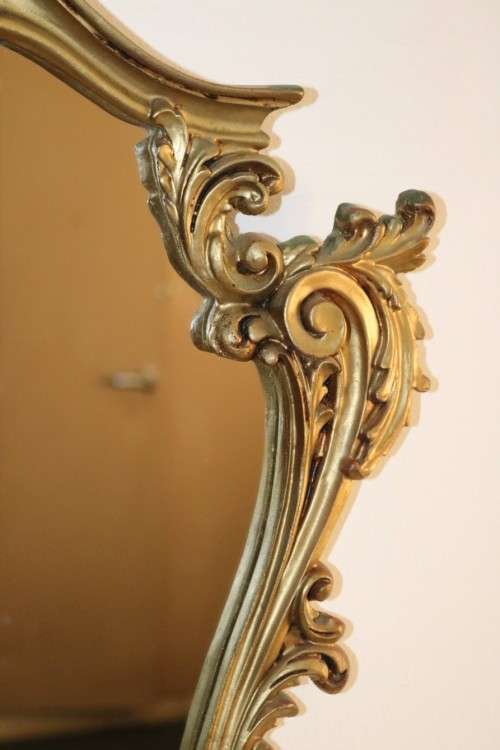 Incredible moulded wall mirror & matching shelf w/ gilding & ornate ormolu style detailing- RS17Sale
